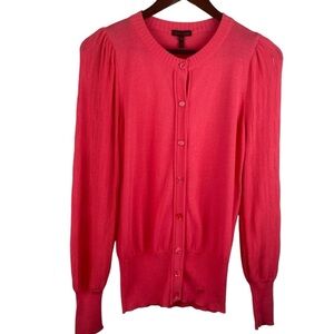 Escada | Pink Button Puff Sleeve Cardigan Sweater